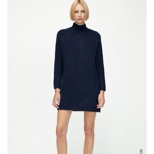 NWT Zara Elegant Navy Blue mock Dress size small oversized